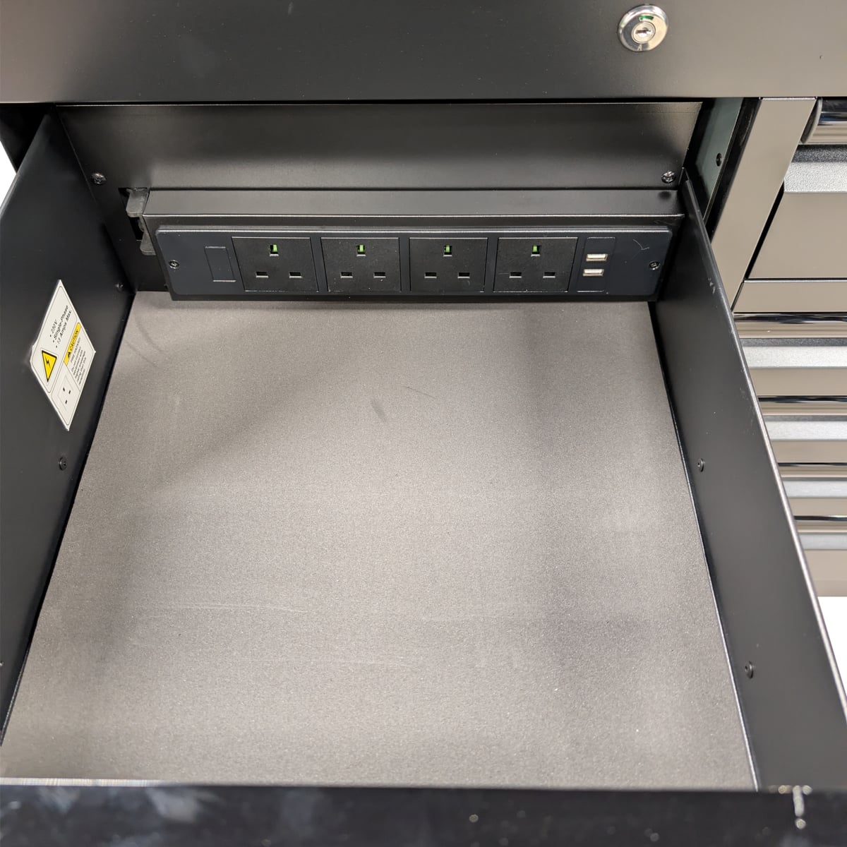 SGS 61in 9 Drawer Tool Chest | Split Stainless Steel Lift-Up Worktop | Black